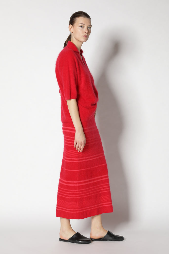 furry striped maxi skirt