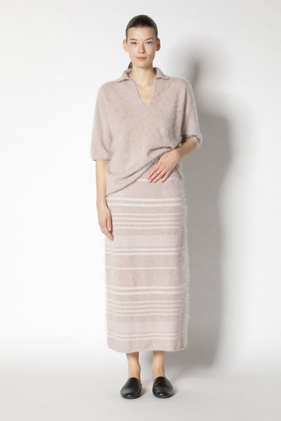 furry striped maxi skirt