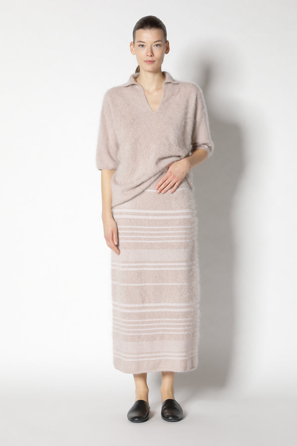 furry striped maxi skirt