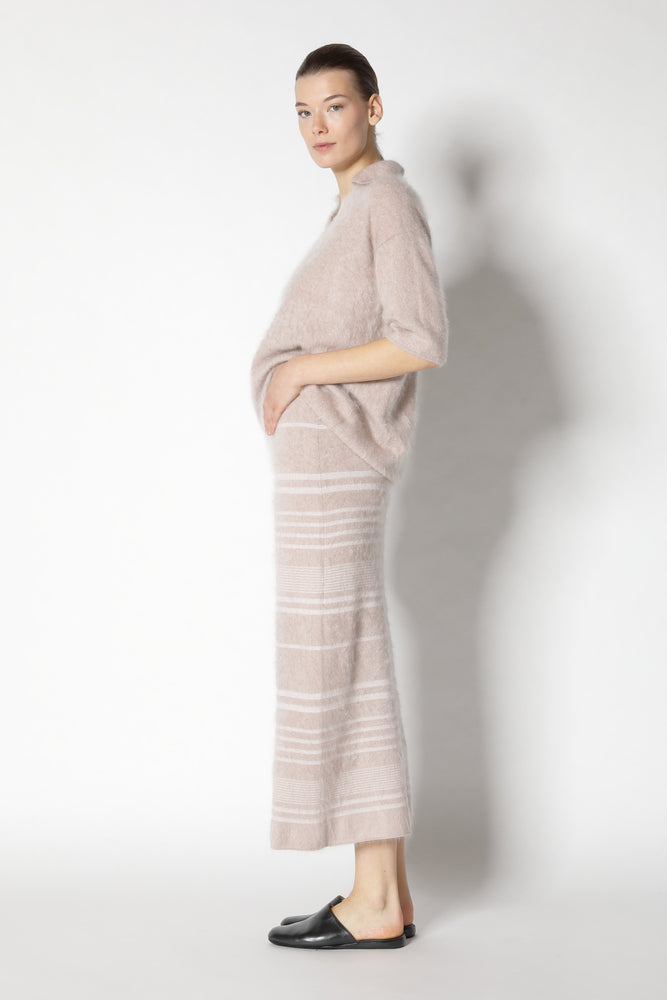 furry striped maxi skirt