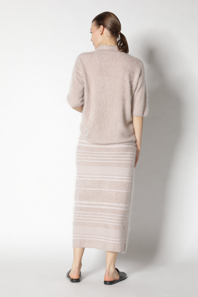 furry striped maxi skirt