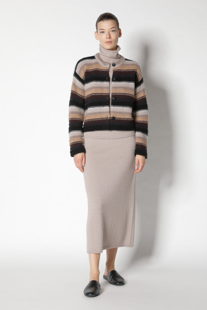 pure & fluffy striped crew jacket