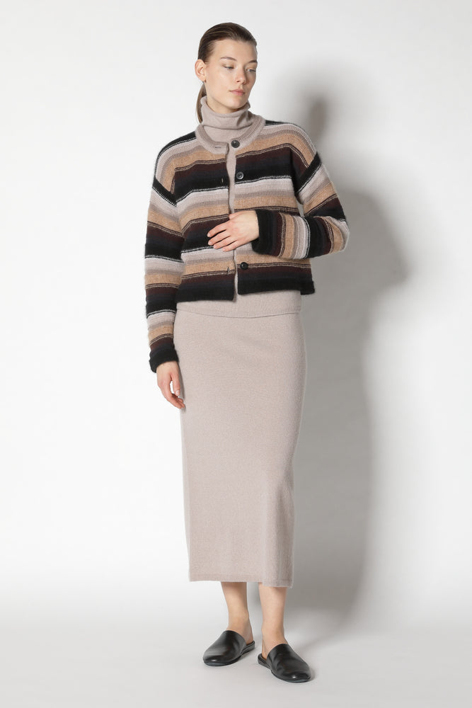 pure & fluffy striped crew jacket