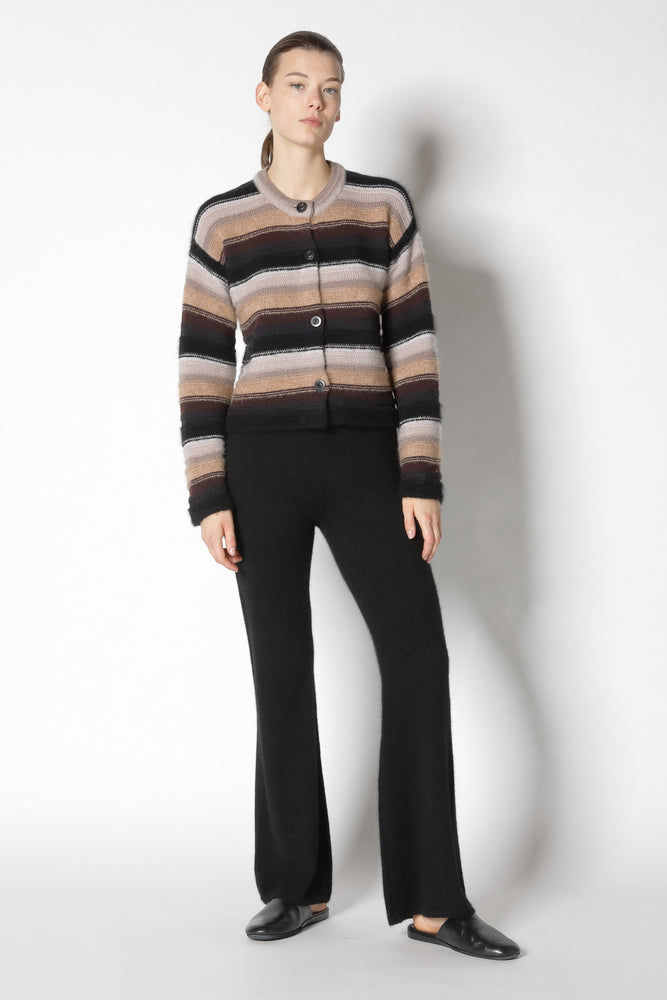 pure & fluffy striped crew jacket