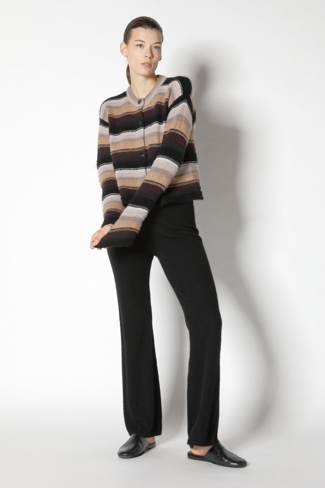 pure & fluffy striped crew jacket