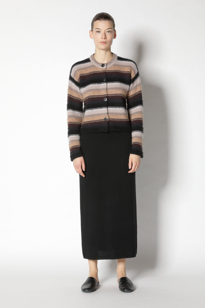 pure & fluffy striped crew jacket