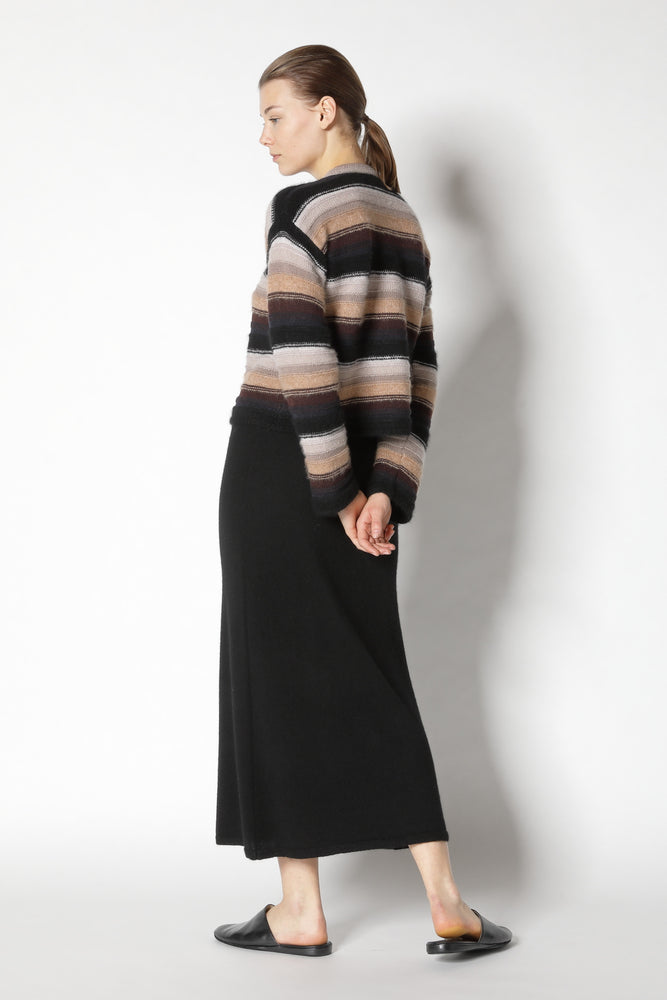 pure & fluffy striped crew jacket