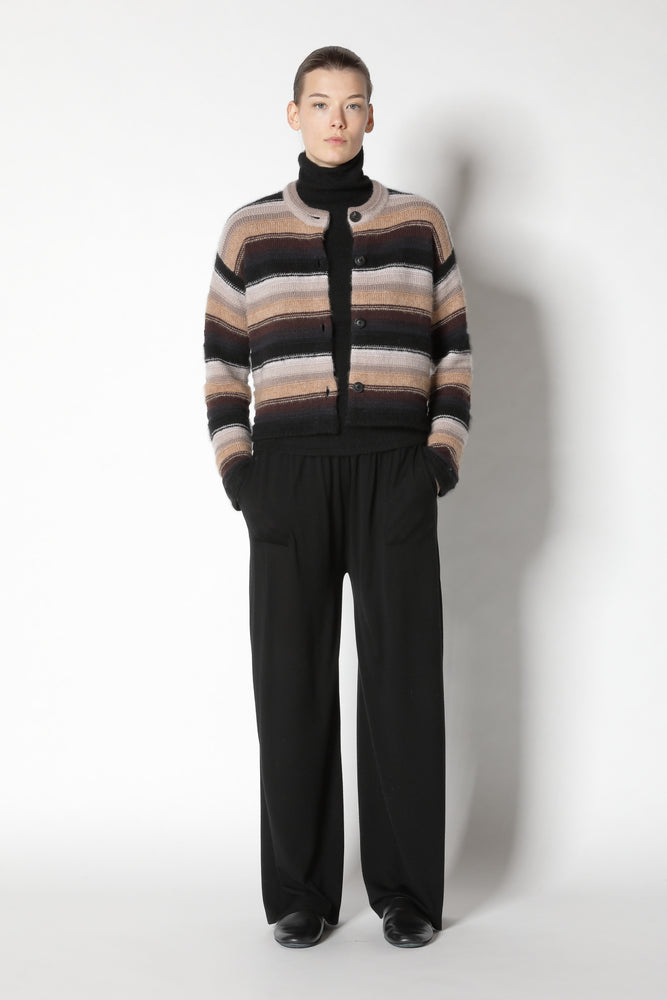 pure & fluffy striped crew jacket