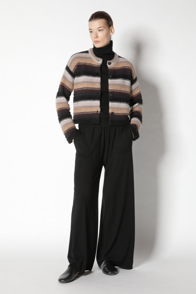 pure & fluffy striped crew jacket