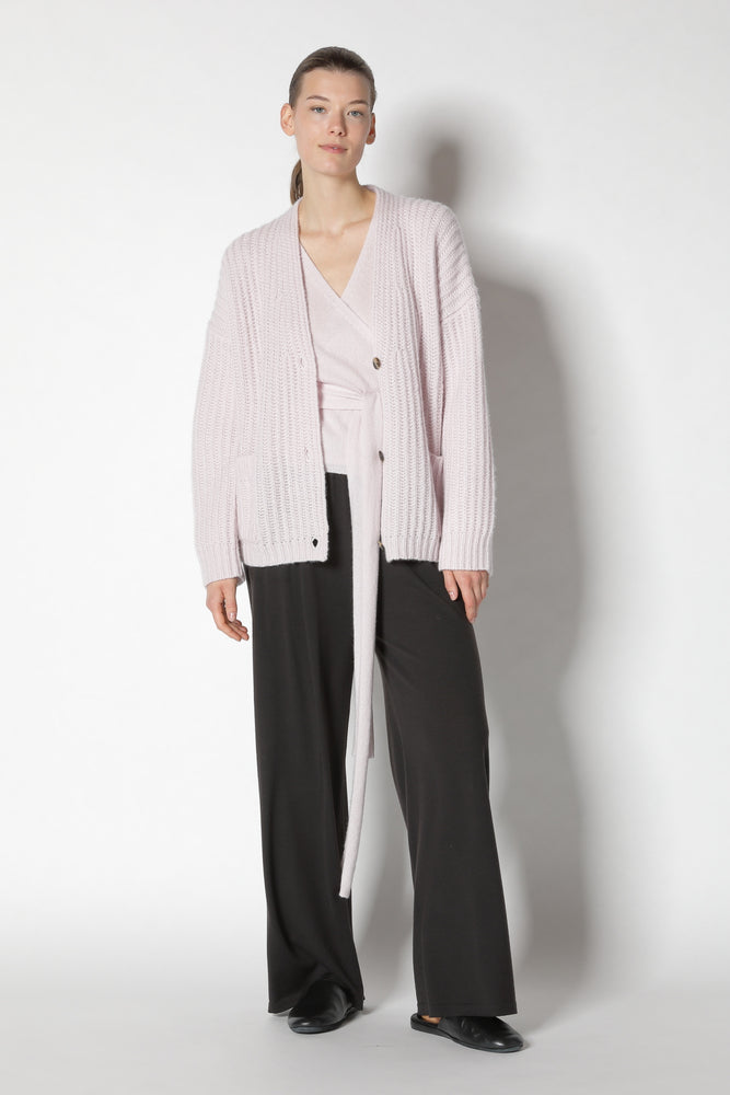 fluffy ribbed cardigan