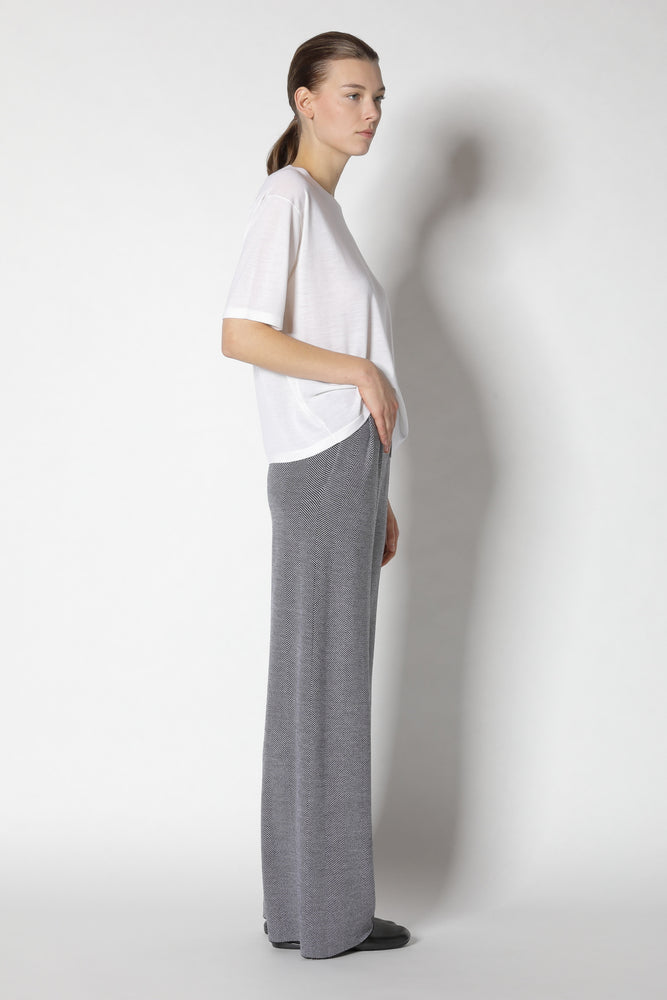 herringbone pleated palazzo pants