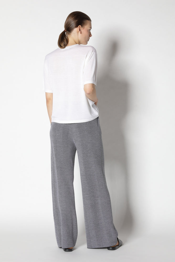 herringbone pleated palazzo pants