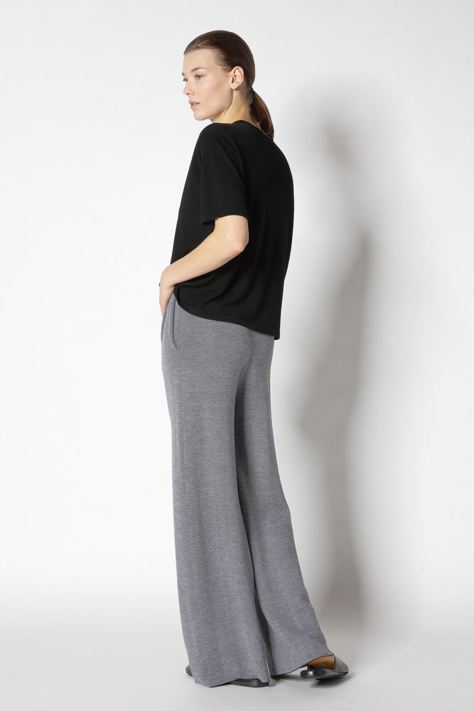 herringbone pleated palazzo pants