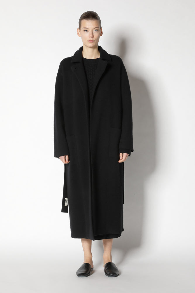 doubleface belted maxi coat