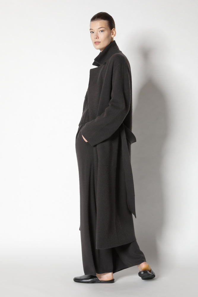 doubleface belted maxi coat