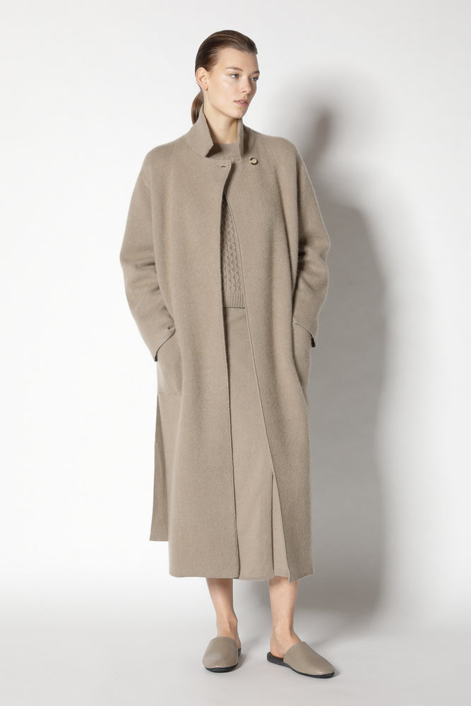 doubleface belted maxi coat