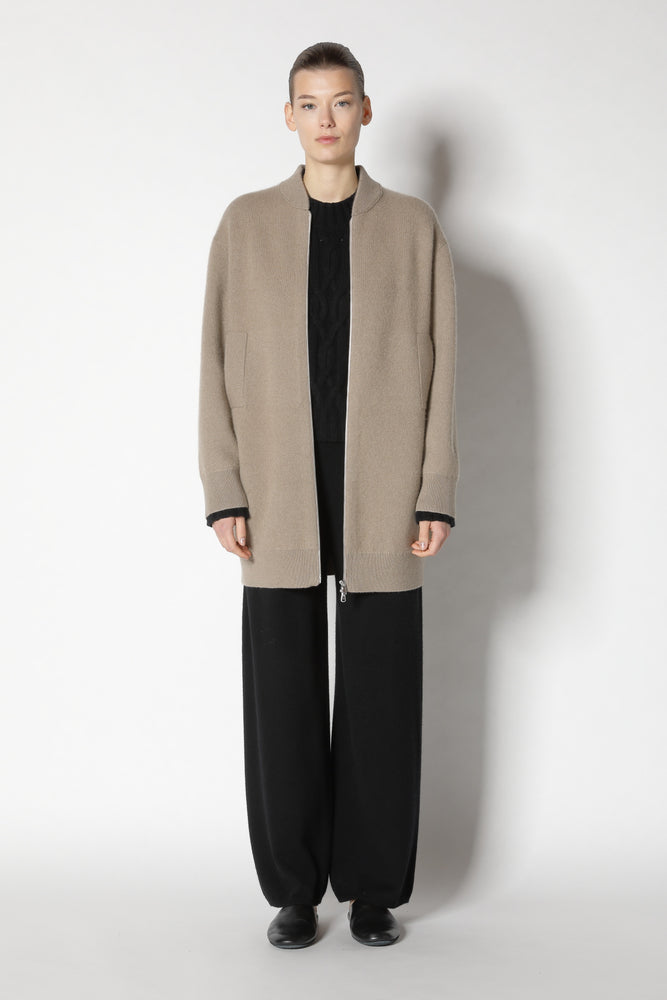 doubleface long bomber jacket