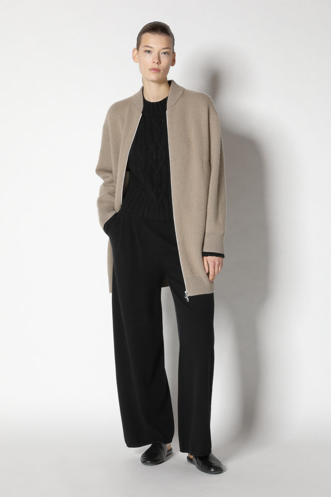 doubleface long bomber jacket