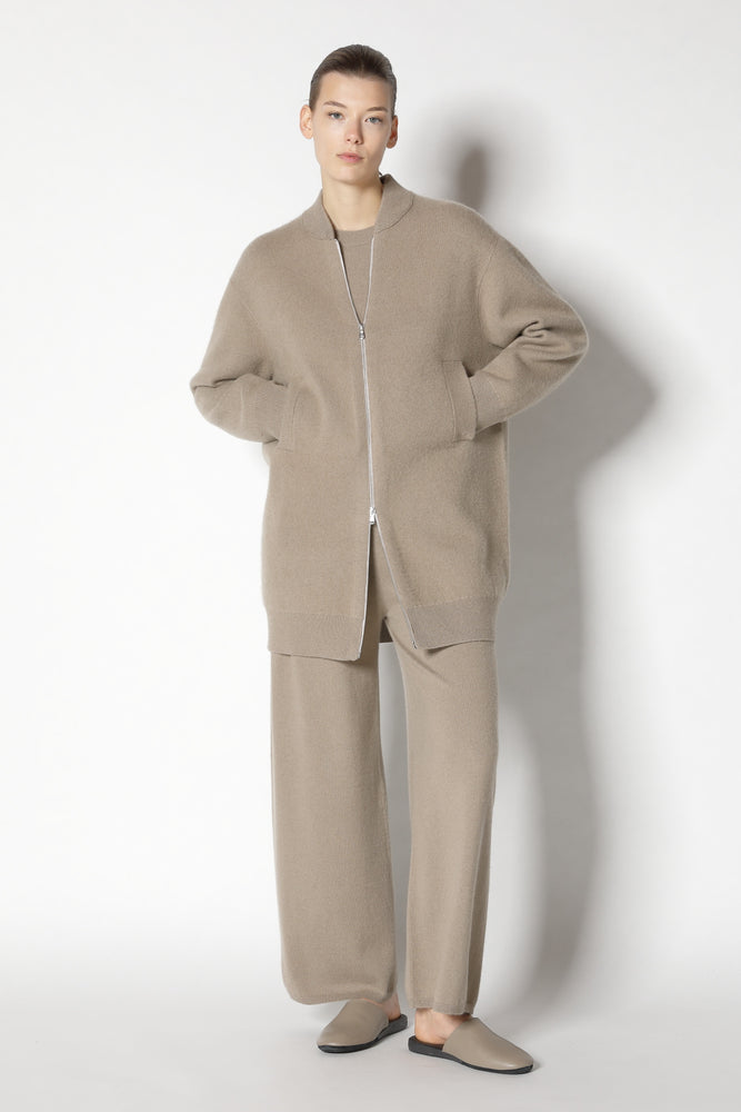 doubleface long bomber jacket