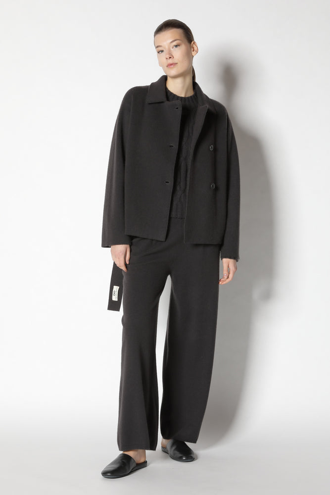 doubleface belted cropped jacket