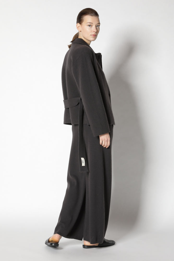 doubleface belted cropped jacket