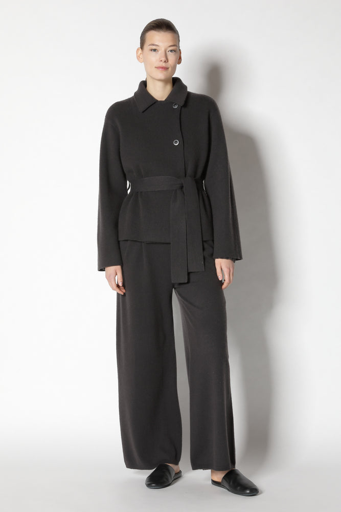 doubleface belted cropped jacket