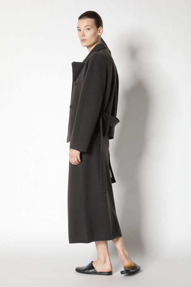 doubleface belted cropped jacket