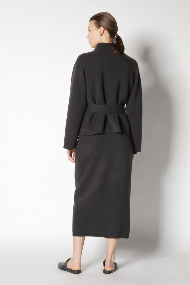 doubleface belted cropped jacket