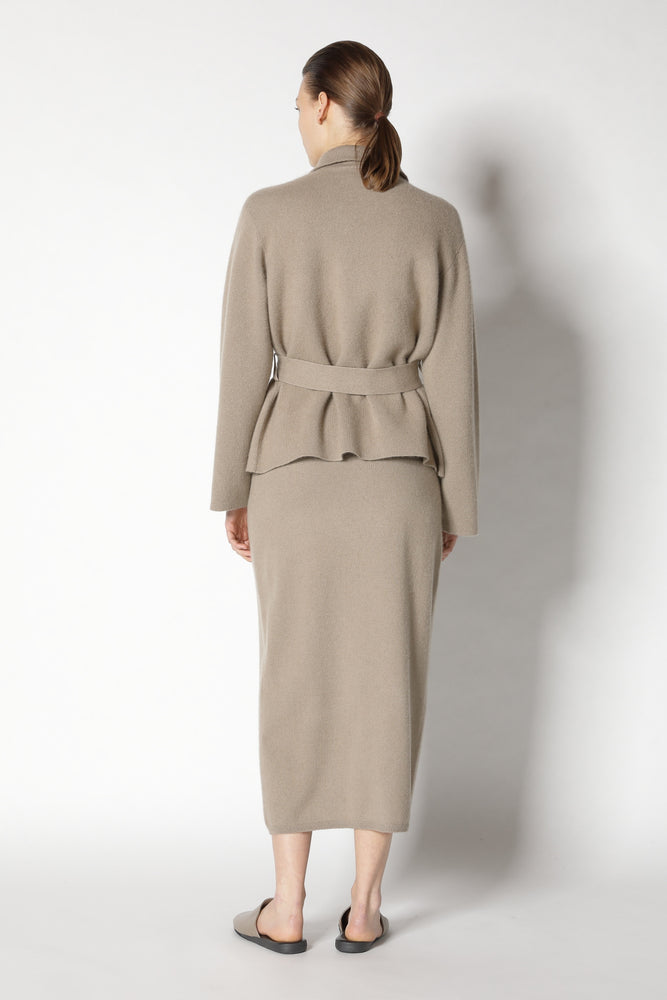 doubleface belted cropped jacket