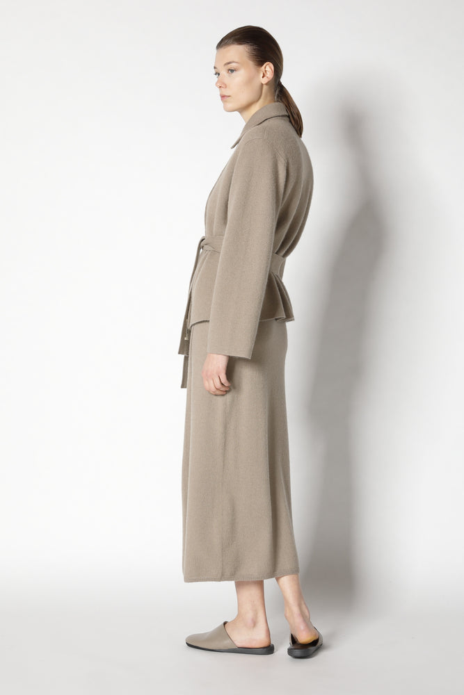 doubleface belted cropped jacket