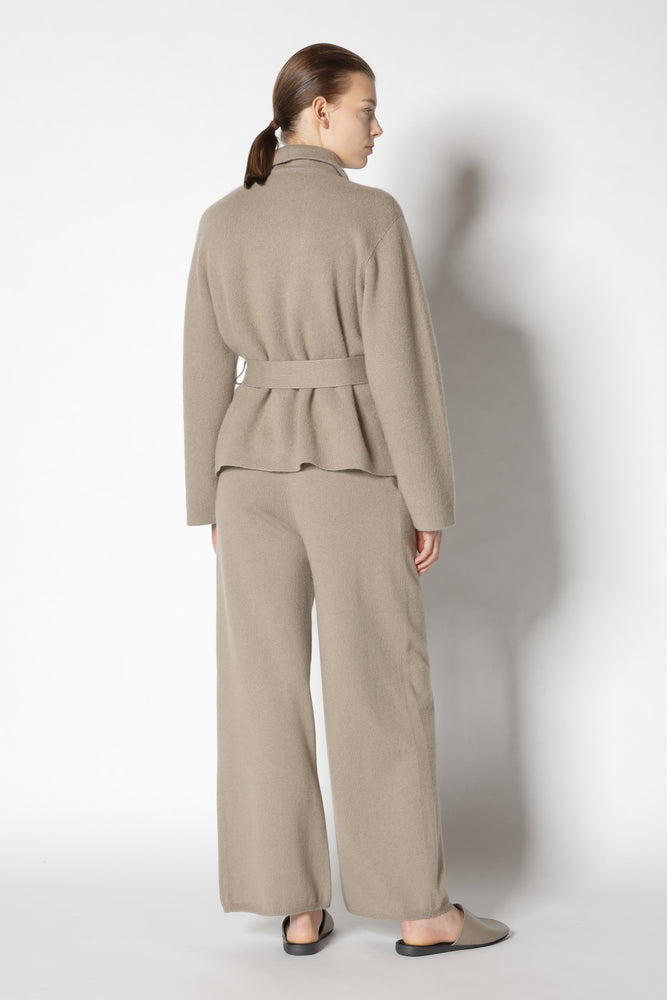 doubleface belted cropped jacket