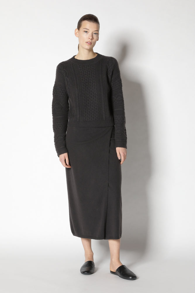 chilly aran cable crew jumper