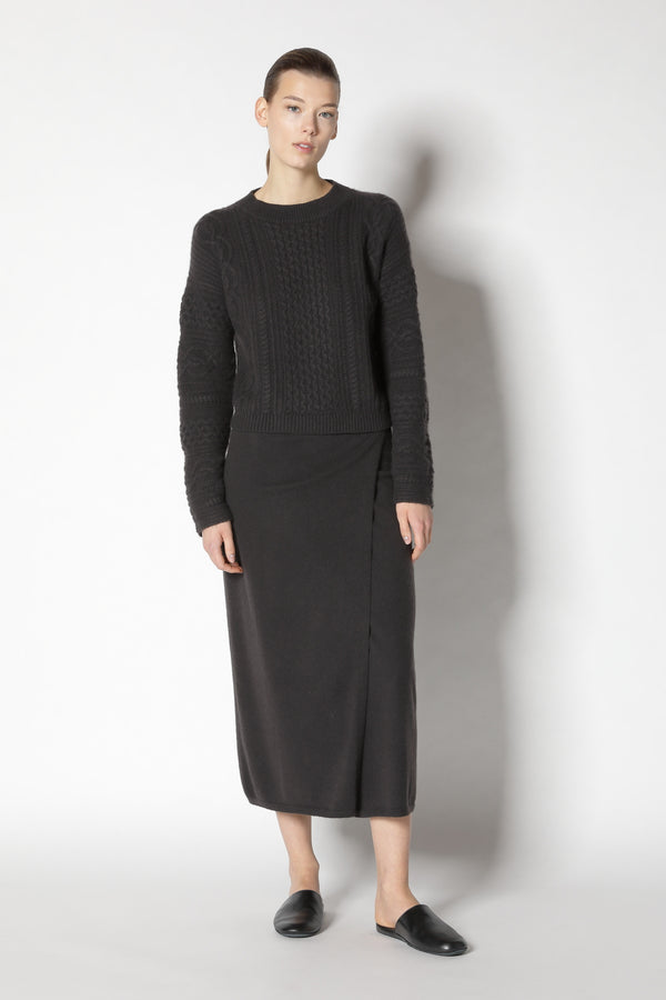 chilly aran cable crew jumper