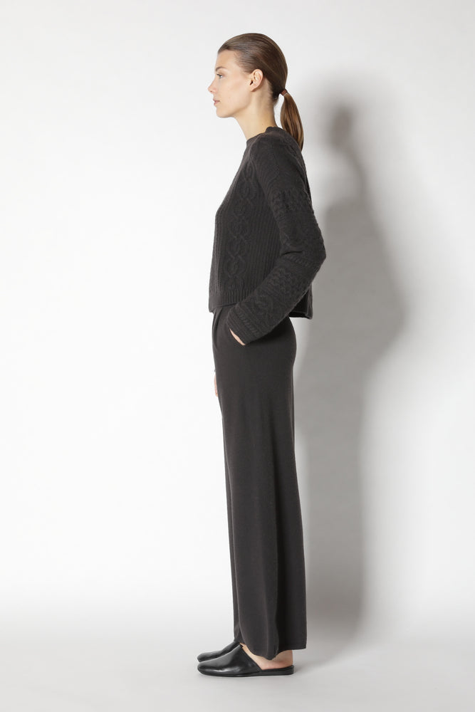 chilly aran cable crew jumper