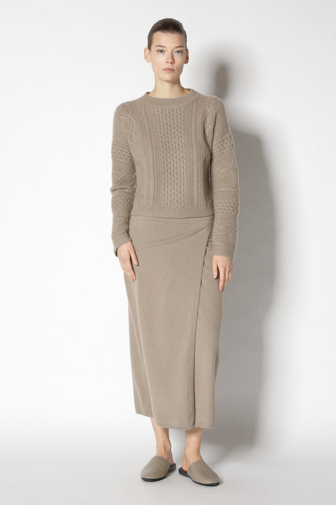 chilly aran cable crew jumper