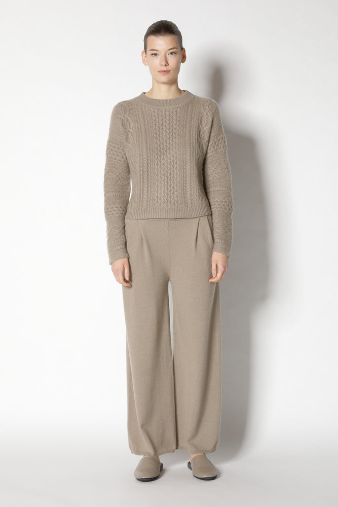 chilly aran cable crew jumper