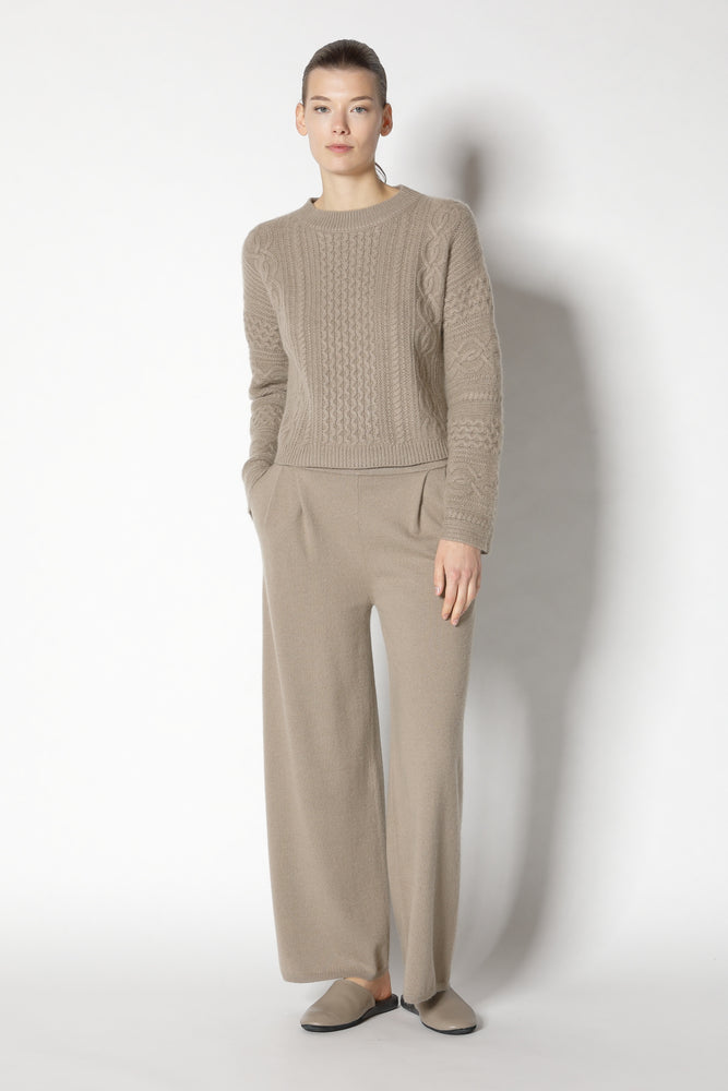 chilly aran cable crew jumper