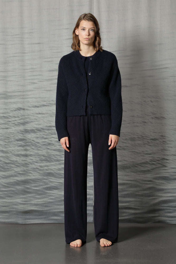 fluffy ribbed crew jacket