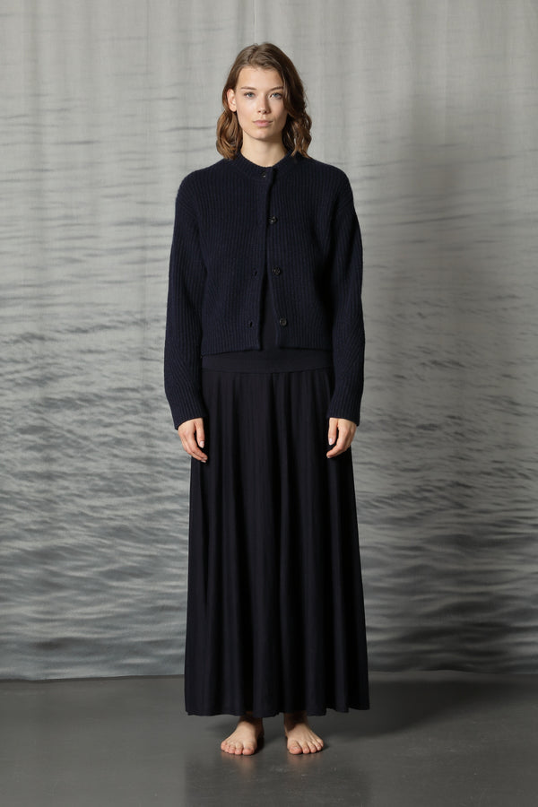 fluffy ribbed crew jacket