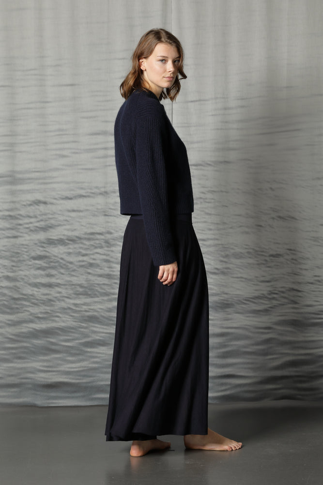 fluffy ribbed crew jacket