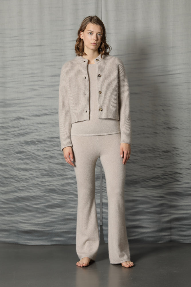 fluffy ribbed crew jacket