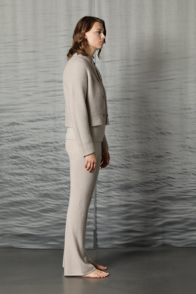 fluffy ribbed crew jacket