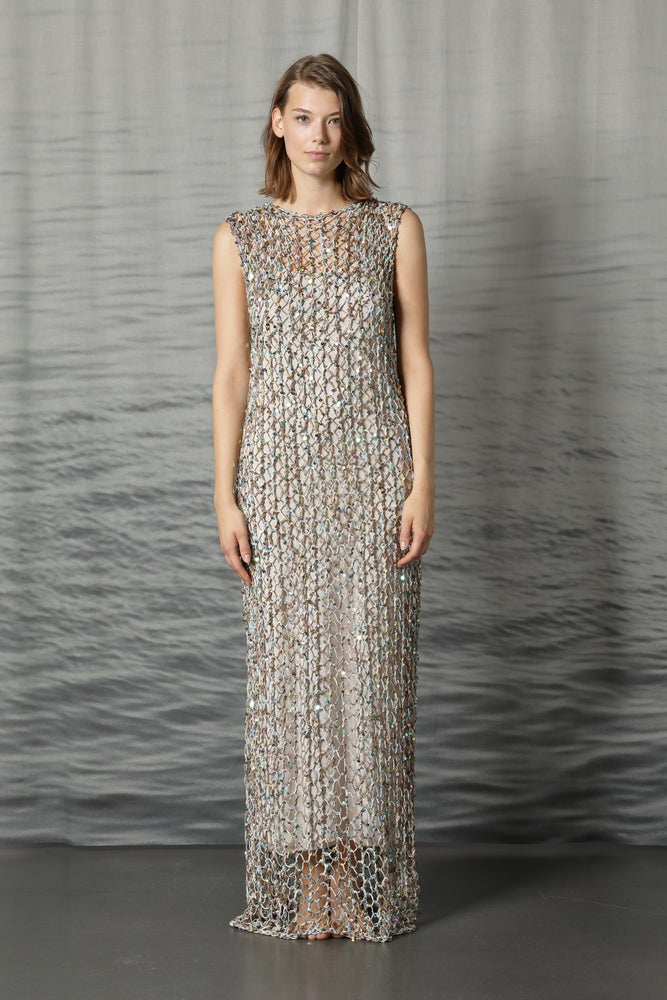 sequin mesh dress
