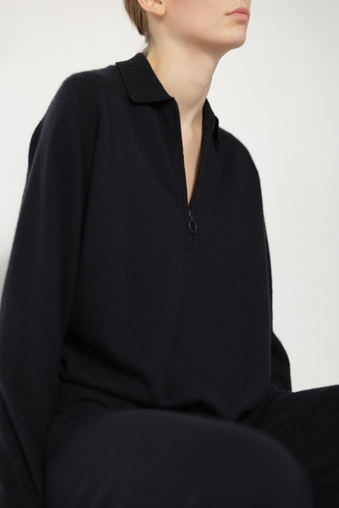 comfy zipped polo jumper
