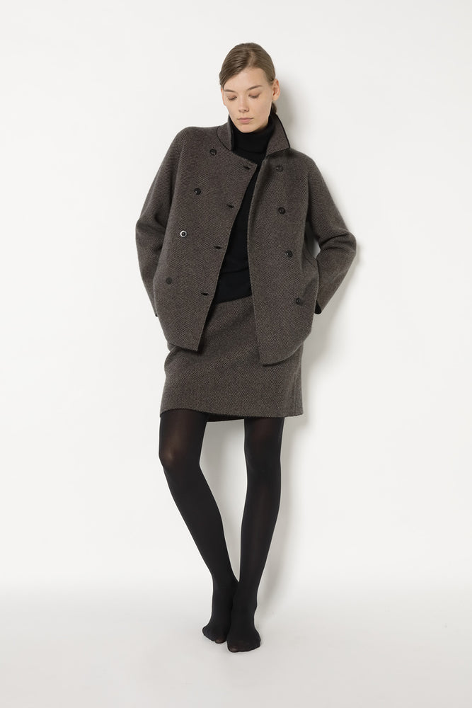 wide herringbone caban jacket