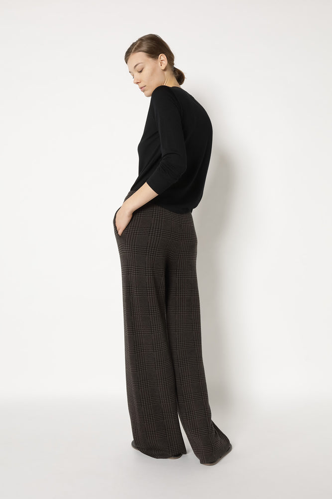 glencheck slip on palazzo pants