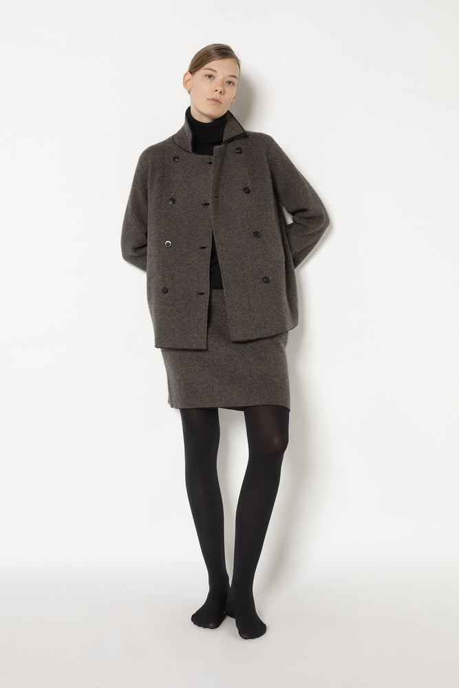 wide herringbone caban jacket
