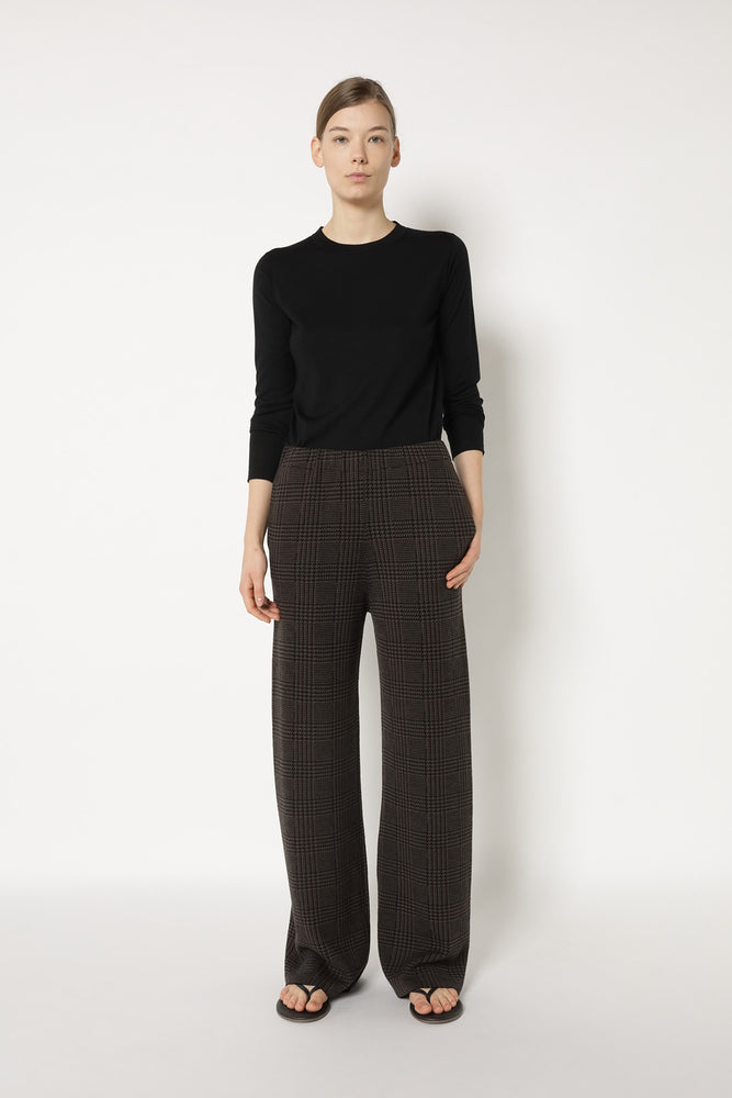 glencheck slip on palazzo pants
