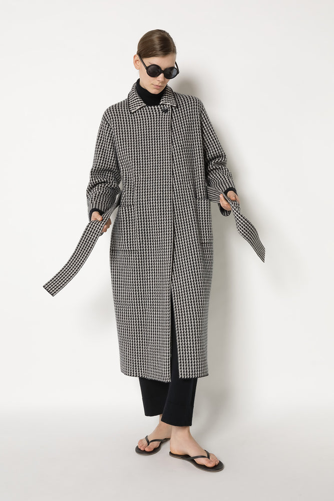 houndstooth maxi coat