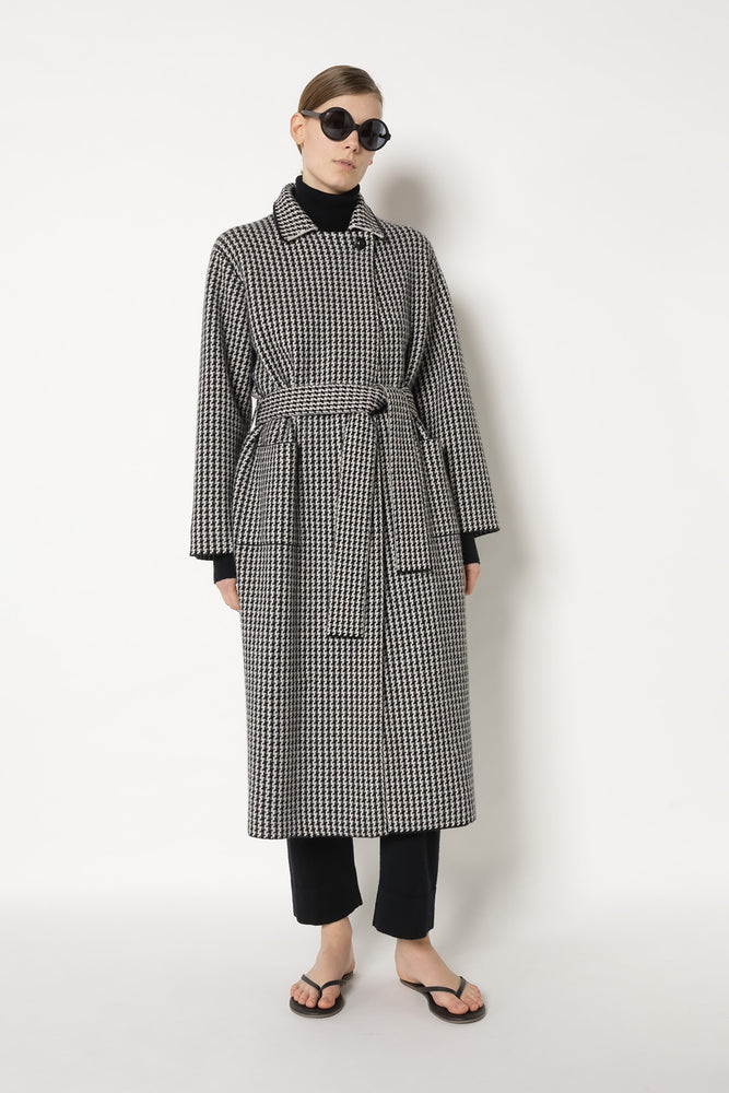 houndstooth maxi coat